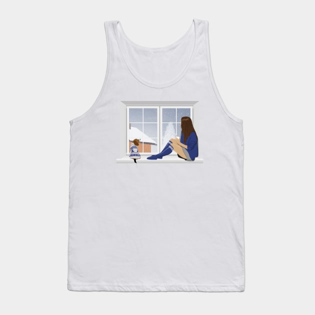 Girl and beagle dog sitting on the window. Tank Top by NinoRc